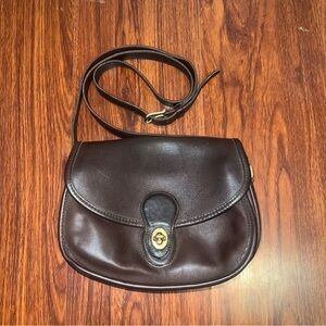 Vintage Coach Dark Brown Leather Crossbody Bag